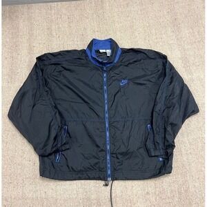 Vintage Nike Windbreaker Mens Large Black 1990s Zip Up